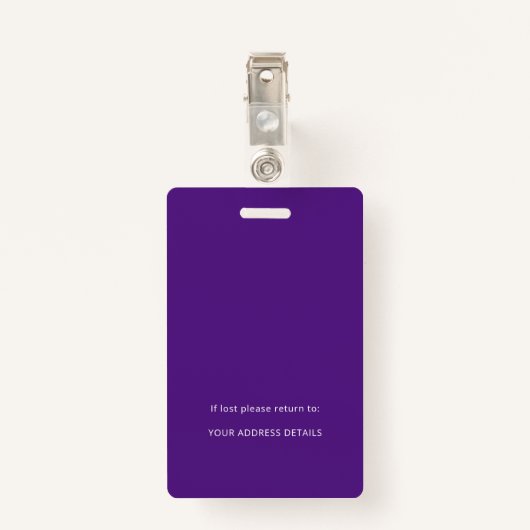 ミニマル従業員の写真ID名ロゴ紫 バッジ (裏面クリップ)