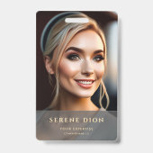 ミニマル従業員名IDカード全写真QR バッジ (正面)