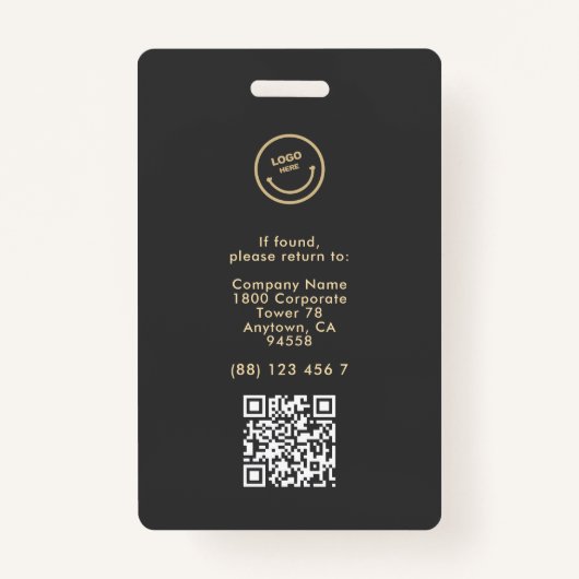 ミニマル従業員名IDカード全写真QR バッジ (裏面)