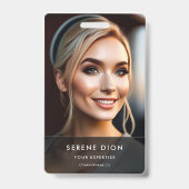 ミニマル従業員名IDカード全写真QR バッジ (正面)