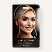 ミニマル従業員名IDカード全写真QR バッジ (正面)