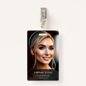 ミニマル従業員名IDカード全写真QR バッジ (正面クリップ)