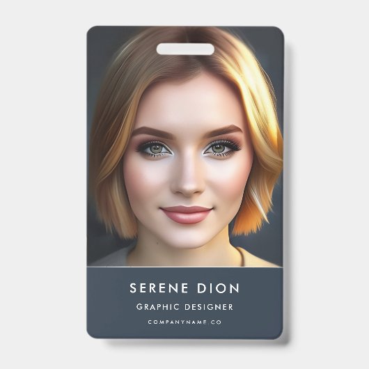 ミニマル従業員名IDカード写真QR バッジ (正面)