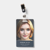 ミニマル従業員名IDカード写真QR バッジ (正面 （クリップ付）)