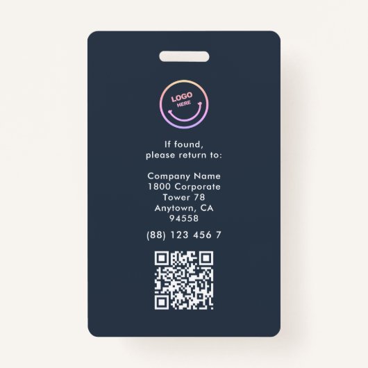 ミニマル従業員名IDカード写真QR バッジ (裏面)