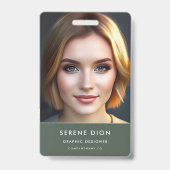 ミニマル従業員名IDカード写真QR バッジ (正面)