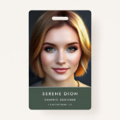 ミニマル従業員名IDカード写真QR バッジ (正面)