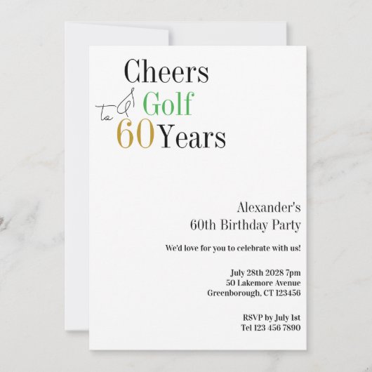 ミニマル応援60年ゴルフ60th誕生日パーティー 招待状 (正面)