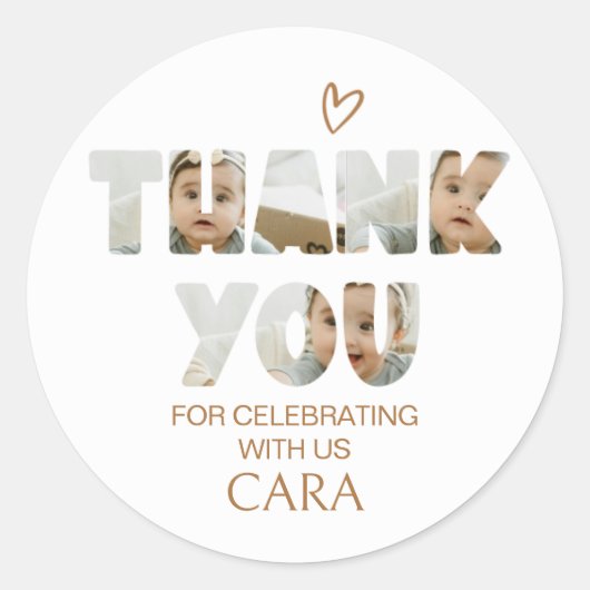 ミニマル恋しく思ス小写真誕生日パーティー ラウンドシール (正面)