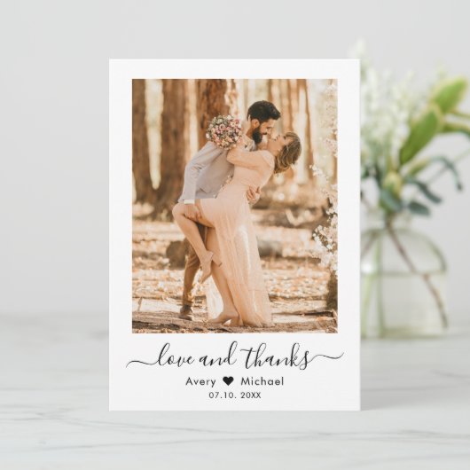 ミニマル愛とス感謝していクリプトフォト結婚ズ サンキューカード (スタンド正面)