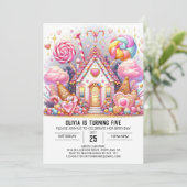 ミニマル愛らしいキャンディランドデジタル誕生日 招待状 (スタンド正面)