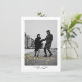 ミニマル愛ハートス結婚クリプトの写感謝してい真Y サンキューカード (スタンド正面)