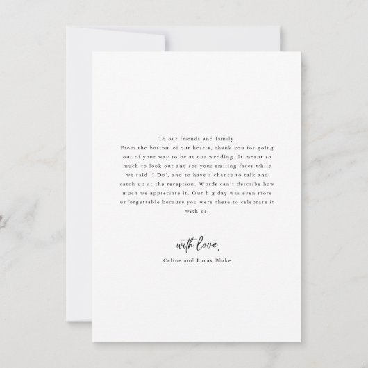 ミニマル愛ハートス結婚クリプトの写感謝してい真Y サンキューカード (裏面)