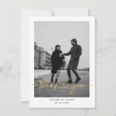 ミニマル愛ハートス結婚クリプトの写感謝してい真Y サンキューカード (正面)