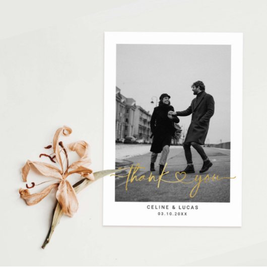 ミニマル愛ハートス結婚クリプトの写感謝してい真Y サンキューカード