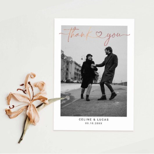 ミニマル愛ハートス結婚クリプトの写真 サンキューカード