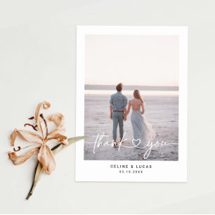 ミニマル愛ハートス結婚クリプトの写真 サンキューカード