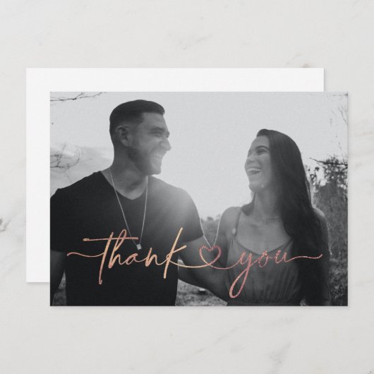 ミニマル愛ハート結婚の写真サンキューカード サンキューカード (正面/裏面)