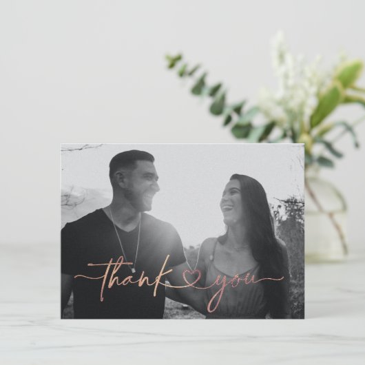 ミニマル愛ハート結婚の写真サンキューカード サンキューカード (スタンド正面)