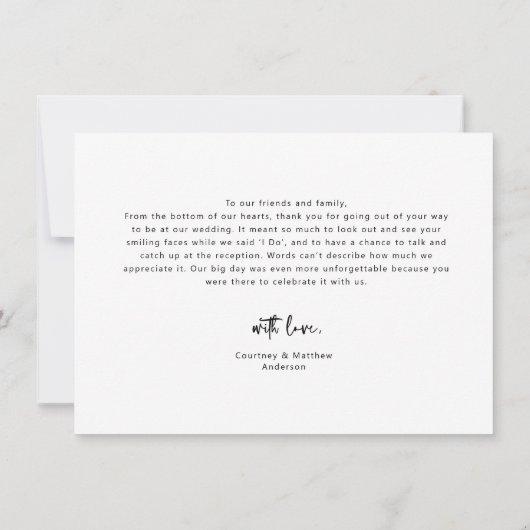 ミニマル愛ハート結婚の写真サンキューカード サンキューカード (裏面)