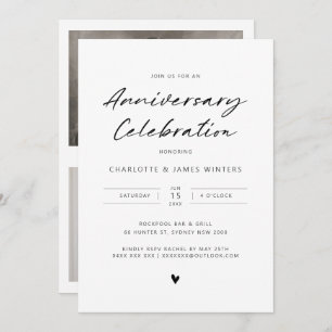 ミニマル愛ハート記念日 招待状