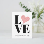 ミニマル愛赤いハートバレンタインデー シーズンポストカード (スタンド正面)