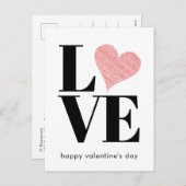 ミニマル愛赤いハートバレンタインデー シーズンポストカード (正面/裏面)