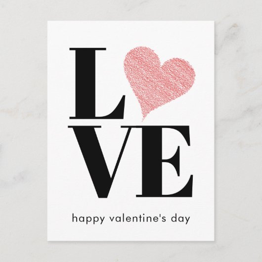 ミニマル愛赤いハートバレンタインデー シーズンポストカード (正面)
