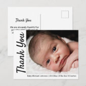 ミニマル感謝していシックユー生まれたばかりのフォト誕生 案内ポストカード (正面/裏面)