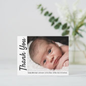 ミニマル感謝していシックユー生まれたばかりのフォト誕生 案内ポストカード (スタンド正面)