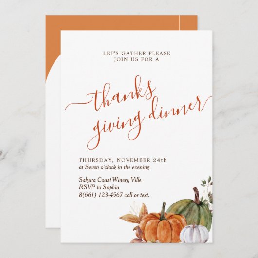 ミニマル感謝していス与えArch Photo's Dinner 招待状 (正面/裏面)