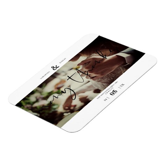 ミニマル感謝していス多カスタムの写真結婚カップル マグネット (左側)