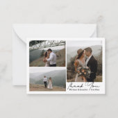 ミニマル感謝してい3枚の写真をコラージュ結婚の ノートカード (正面)