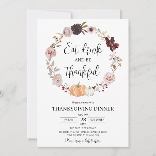 ミニマル感謝祭 招待状 (正面)