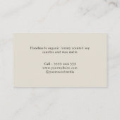 ミニマル手作りのキャンドル 名刺 (裏面)