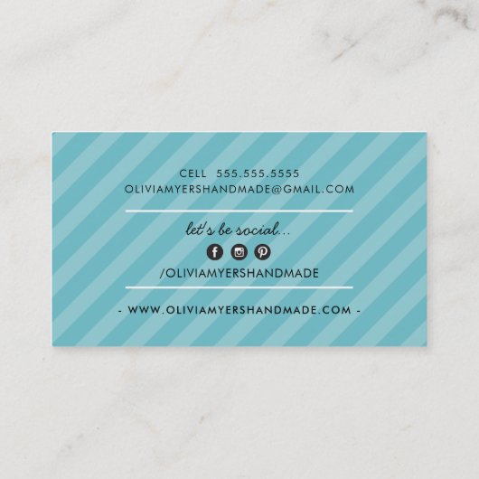 ミニマル手作りシンプルホワイトアクアダークブルー 名刺 (裏面)