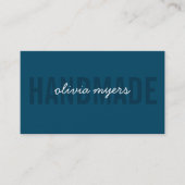 ミニマル手作りシンプルホワイトアクアダークブルー 名刺 (正面)