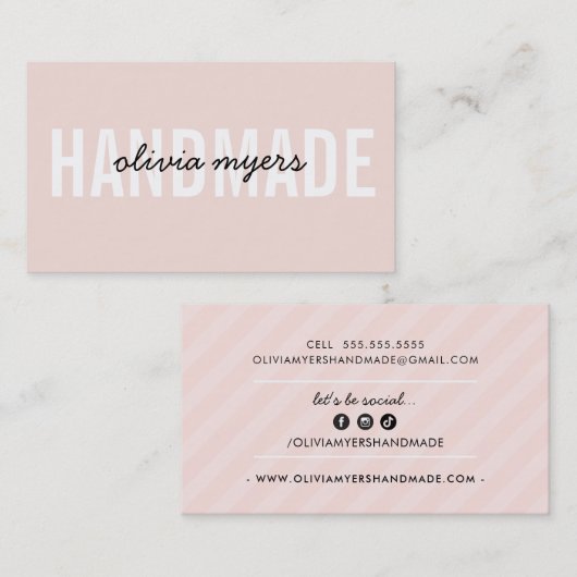 ミニマル手作りシンプル赤面白ピンクブラック 名刺 (正面/裏面)