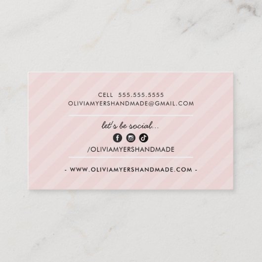 ミニマル手作りシンプル赤面白ピンクブラック 名刺 (裏面)