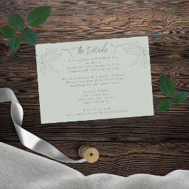 ミニマル手描きつる植物セージ緑グレー エンクロージャーカード