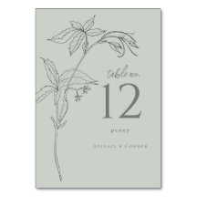 ミニマル手描きつる植物セージ緑グレー