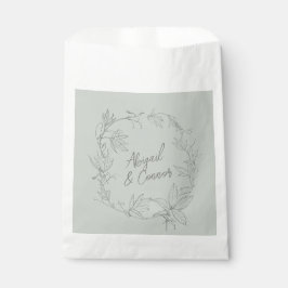 ミニマル手描きつる植物セージ緑グレー フェイバーバッグ