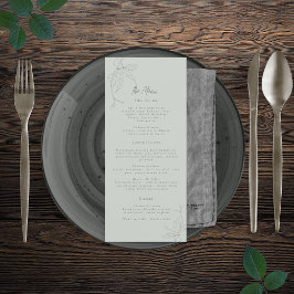 ミニマル手描きつる植物セージ緑グレー メニュー