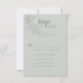 ミニマル手描きつる植物セージ緑グレー 出欠カード (正面)