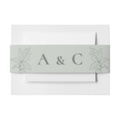 ミニマル手描きつる植物セージ緑グレー 招待状ベリーバンド (正面例)