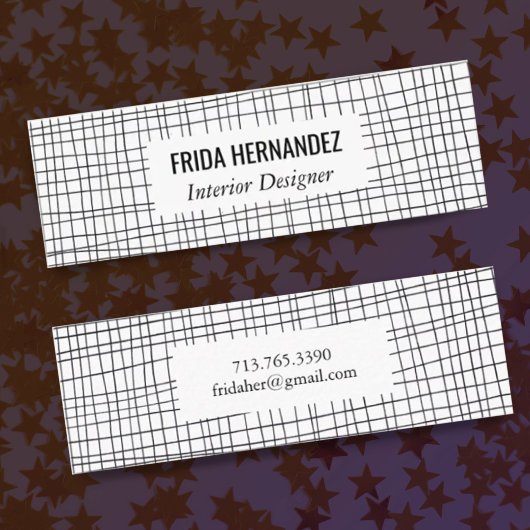 ミニマル手描きストライプグリッド線シックはっきりした スキニー名刺