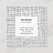 ミニマル手描きストライプグリッド線シックはっきりした スクエア名刺 (裏面)