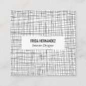ミニマル手描きストライプグリッド線シックはっきりした スクエア名刺 (正面)