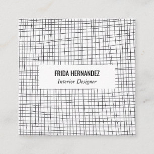 ミニマル手描きストライプグリッド線シックはっきりした スクエア名刺