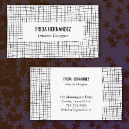 ミニマル手描きストライプグリッド線シックはっきりした 名刺